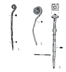 Bronze pins from The Lusatian Cultural Complex Period, Chotěbuz-Podobora (according to Gryc-Tůma 2012)