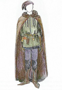 Možná rekonstrukce oděvu mužské nobility (podle Salvetová 2010, kresba J. Jurčíková)